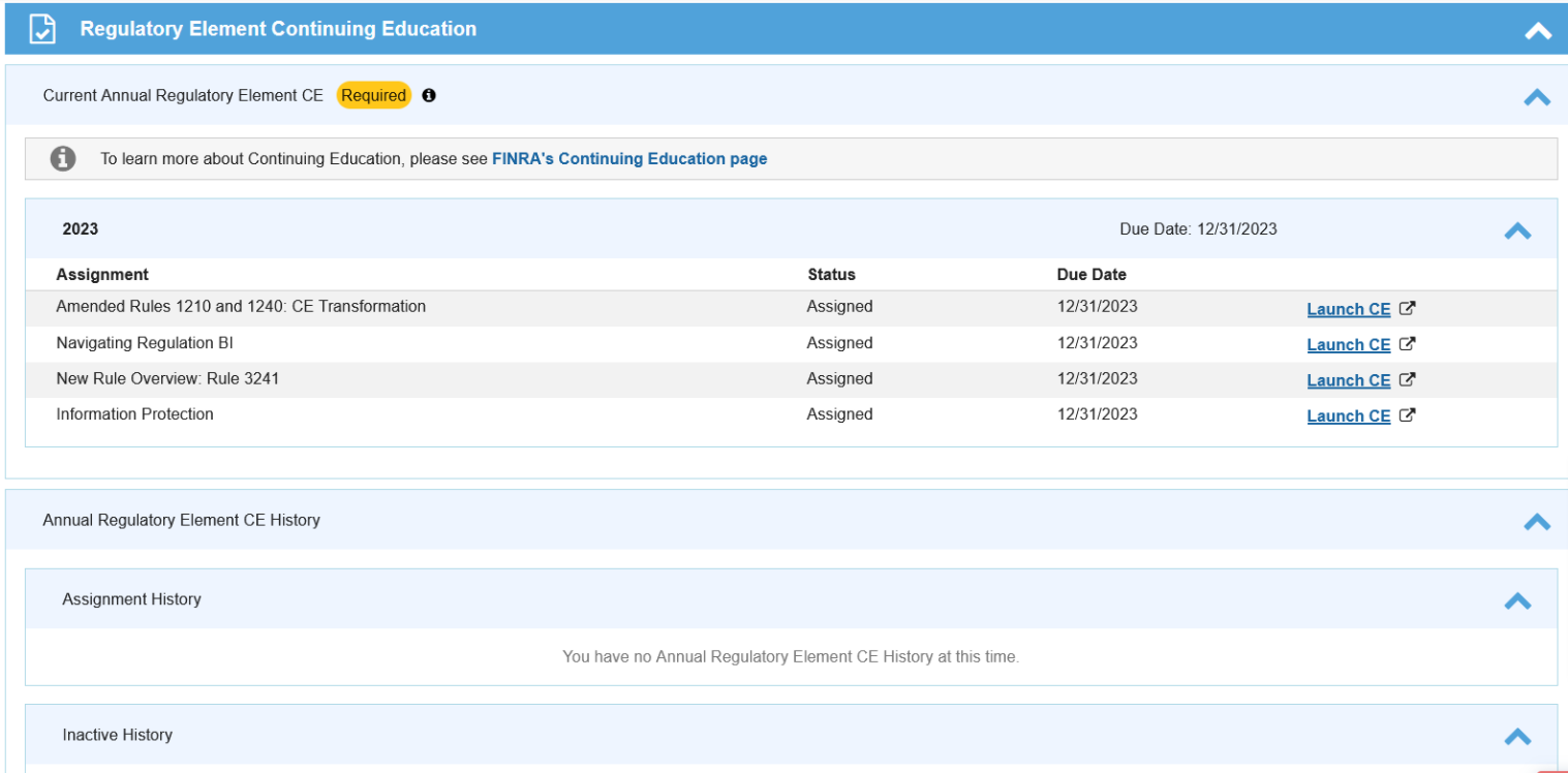 CE in FinPro - Annual CE Details Section